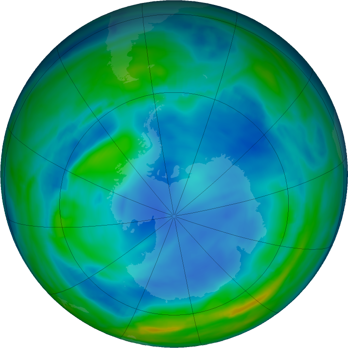 Antarctic ozone map for 09 June 2023